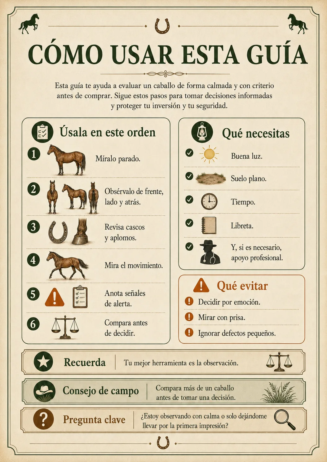 Guía Visual de Evaluación de Equinos — Cómo usar esta guía