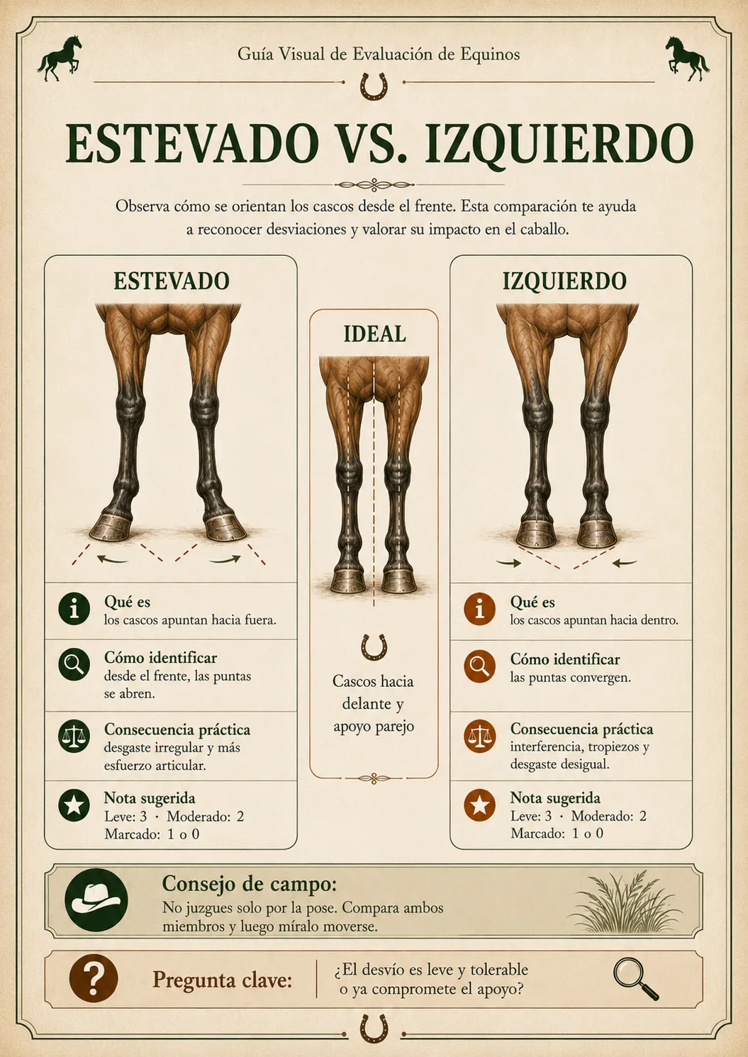 Guía Visual de Evaluación de Equinos — Estevado vs. izquierdo