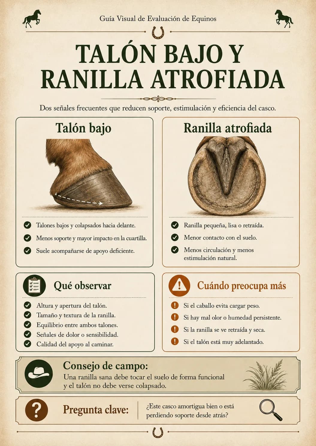 Guía Visual de Evaluación de Equinos — Talón bajo y ranilla atrofiada