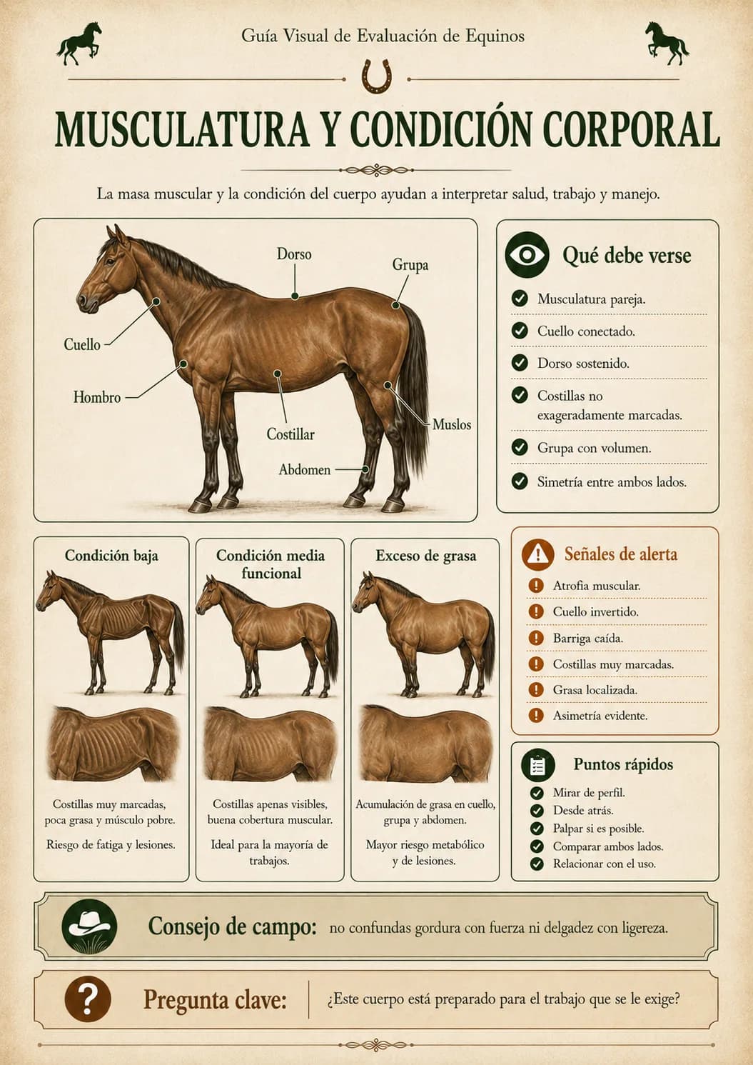 Guía Visual de Evaluación de Equinos — Musculatura y condición corporal